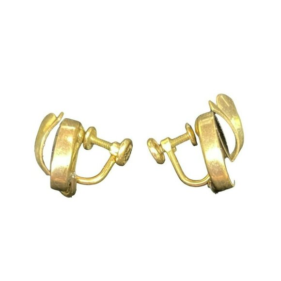 Vintage 12K G.F. and Black Onyx Screw-Back Earrings - Picture 2 of 6